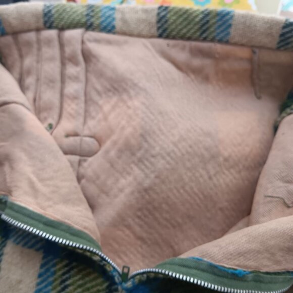 Vintage Women's Skirt 23" 1960's 1of1 Green Blue Tartan Wool Plaid Good Girl Mod - Picture 6 of 9